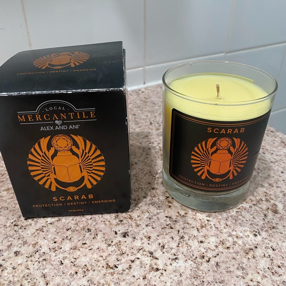 Alex and Ani Mercantile candle. Scarab. New